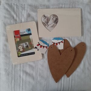Wooden Rectangle Frame, Heart Frame and two Heart cutouts